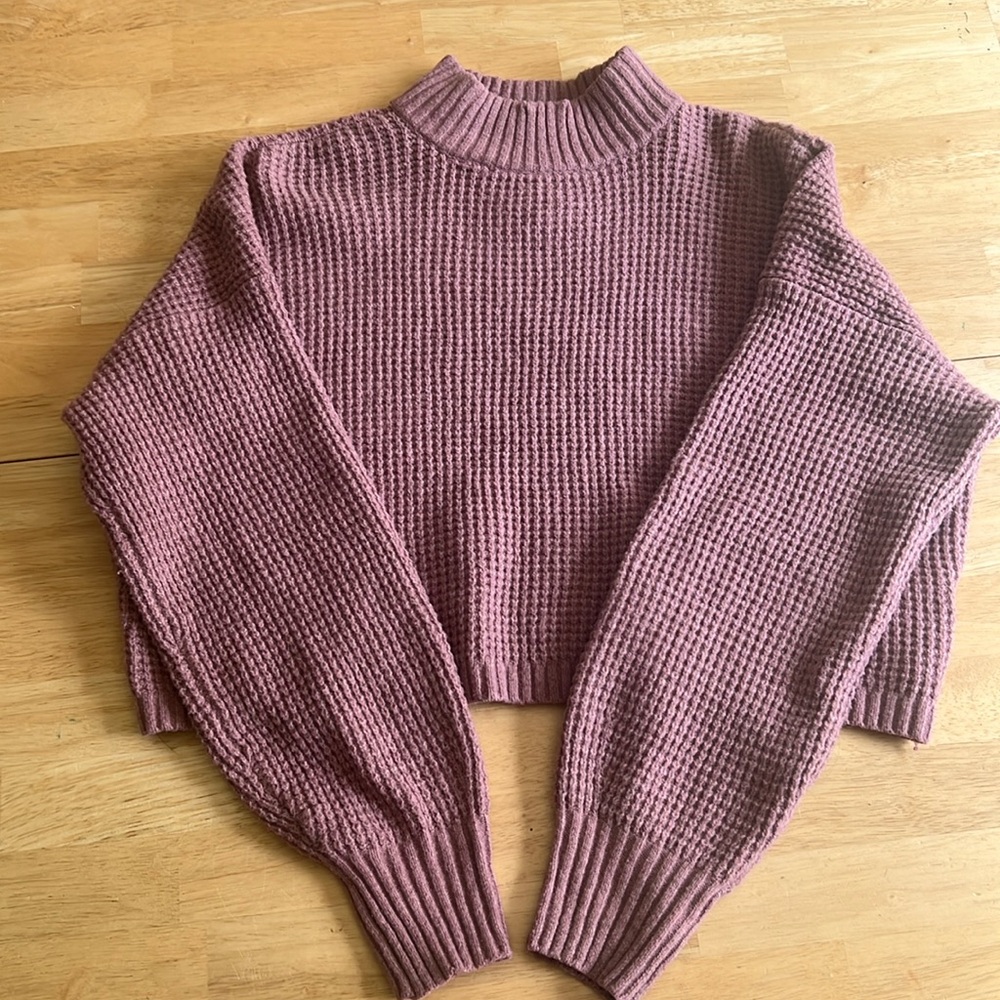 Plum cross-knit sweater